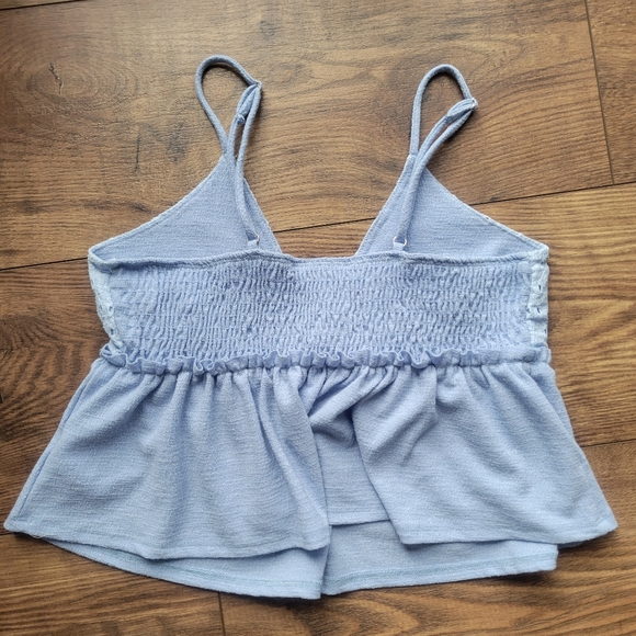 Lulus Light Blue Eyelet Peplum Cami Top Small - Picture 5 of 8